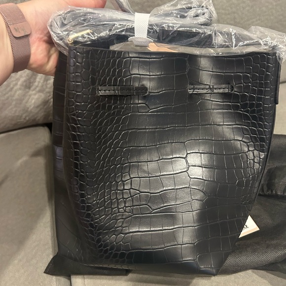 Shoulder unlined bucket bag faux croc black - Picture 2 of 6